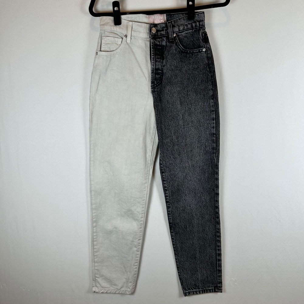 REVICE Two Tone Jeans High Waisted Denim Color Block Grunge‎ Women's Size 26
